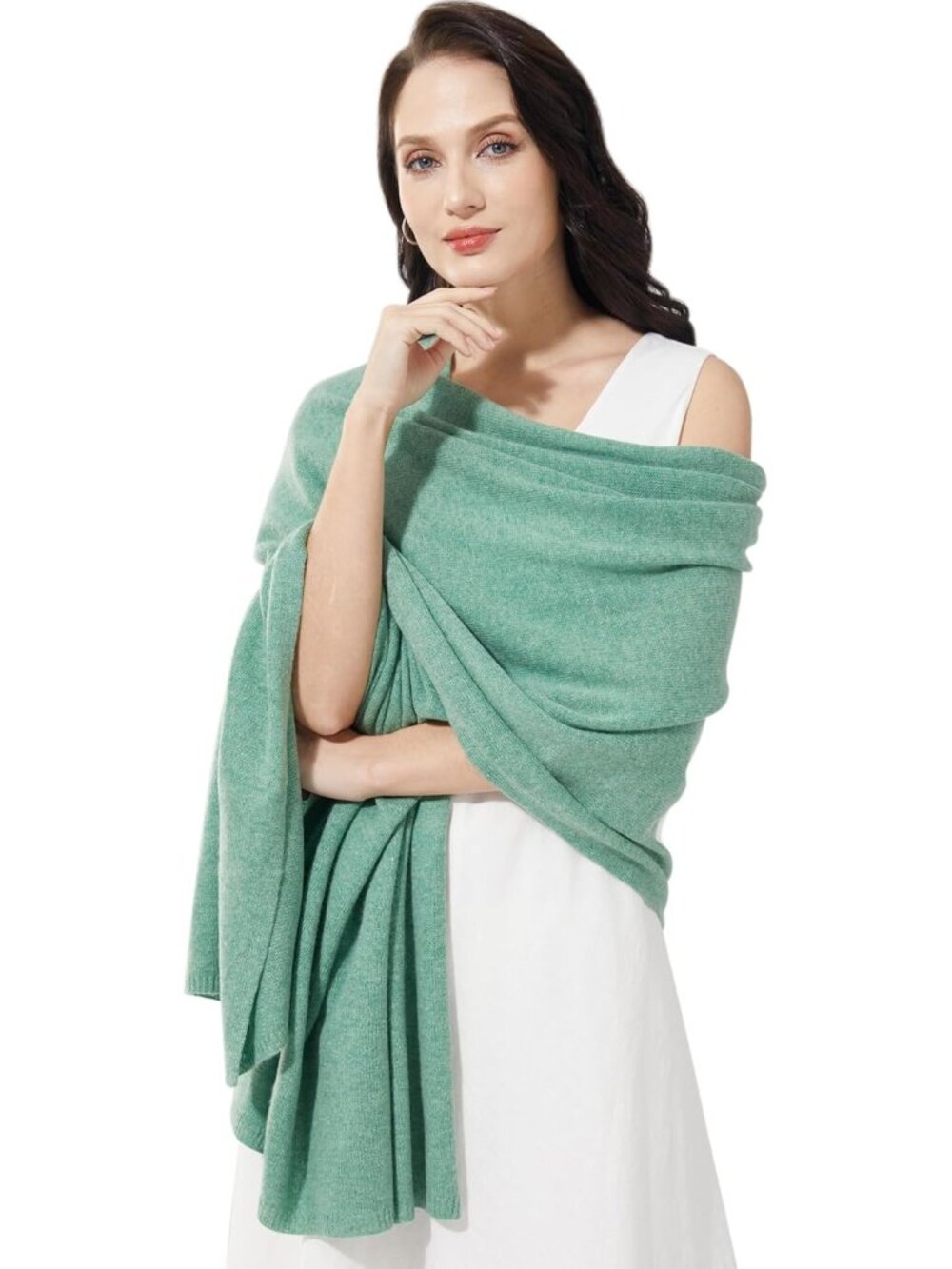 〽️Women's Cashmere Shawl Green Wedding Winter Classic Shoulder Wrap 87"x28"